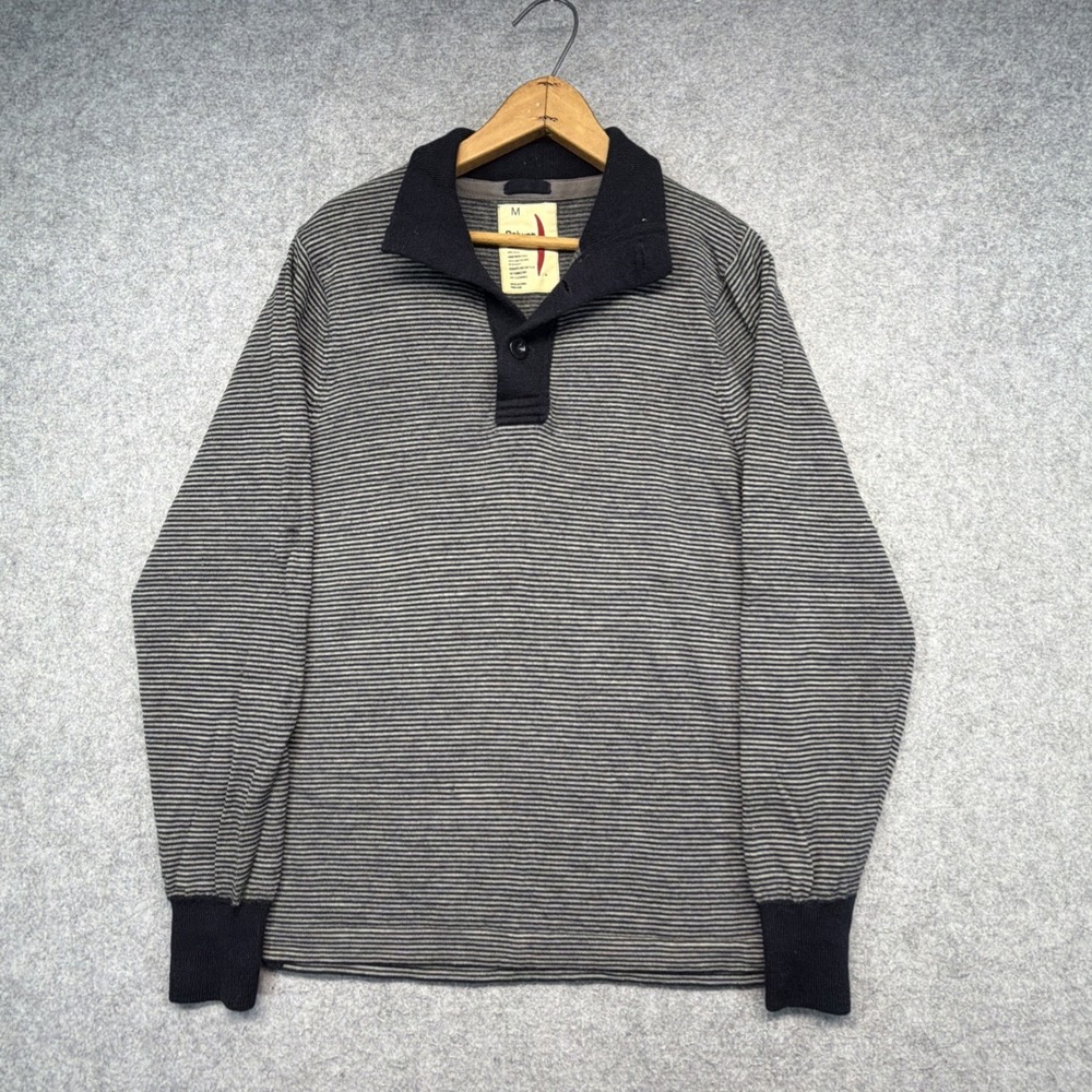 Relwen Sweater Mens Medium Gray Wool Mock Neck Henley Pullover Huckberry